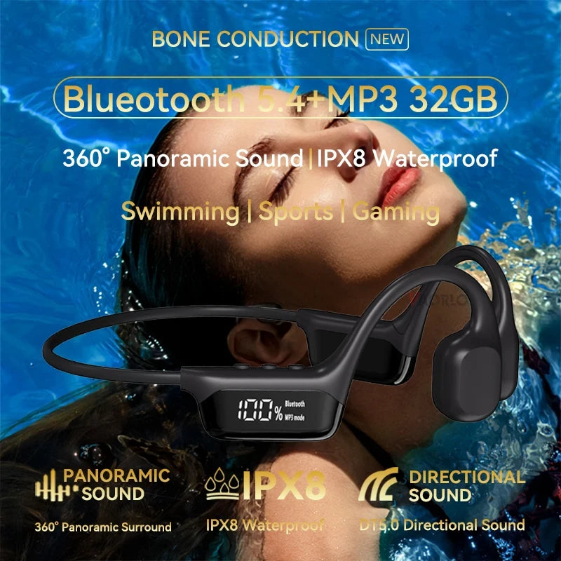 IPX8 Waterproof Bone Conduction Headphones